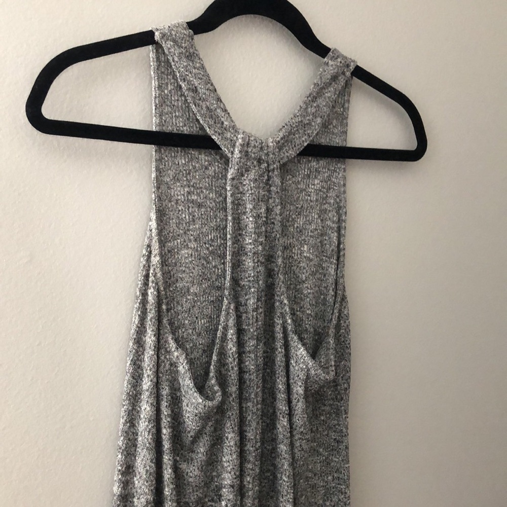 Gap Gray Ribbed Racerback Maxi Dress, Size Medium - Picture 4 of 9